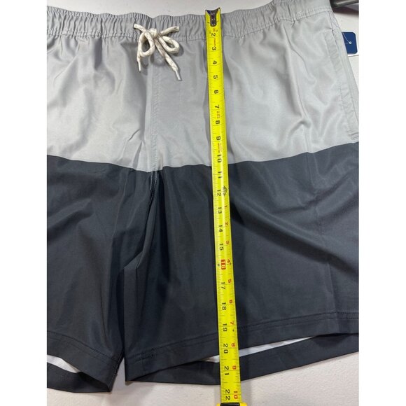 Trinity Coast Size 2XB Swim Trunks color block gray and black 9" Inseam Elastic - Picture 6 of 12